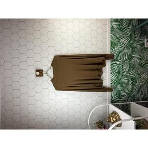 LNA Brown Ribbed Mock Neck Long Sleeve Top - Size - Small